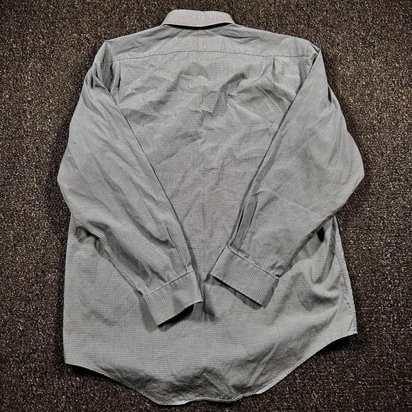 Lands’ End Button-Down Shirt Men’s 16.5-33 Blue Micro Check Long Sleeve Vintage - Picture 2 of 7